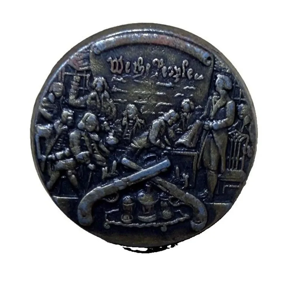 Vtg We The People US Constitution Signing Bronze Tone Lapel Pin Patriotic Hat